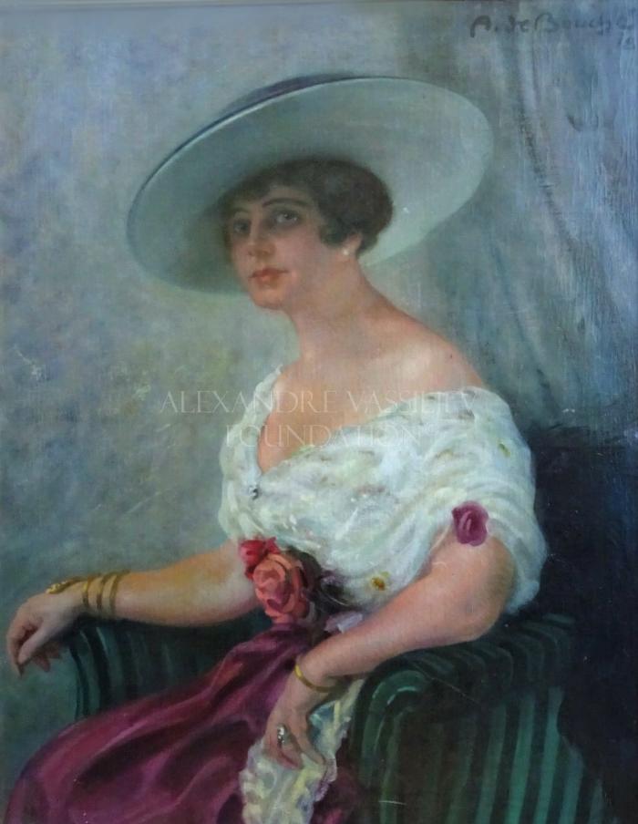 Portrait of a lady in armchair