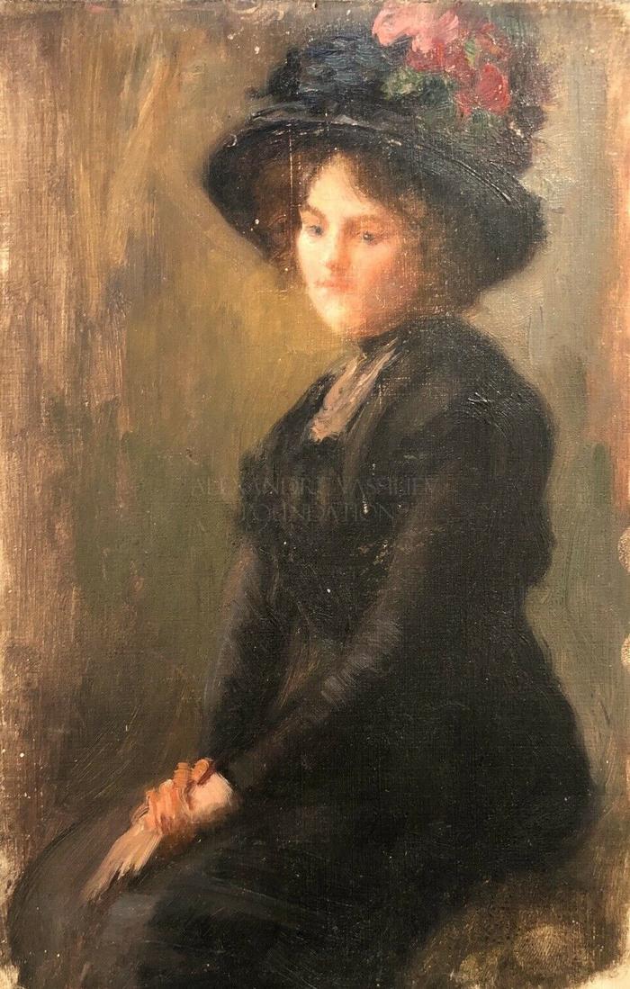 Preparatory study portrait of a lady in black