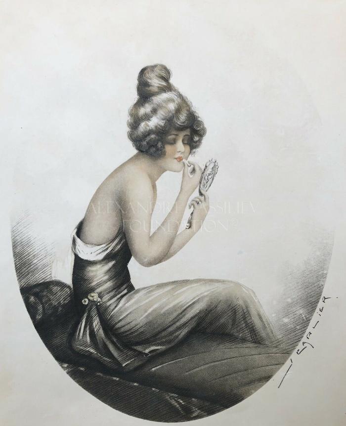 Portrait of a woman doing make-up