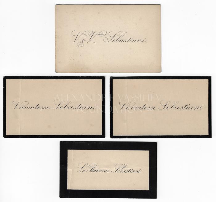 SEBASTIANI family mourning visit cards