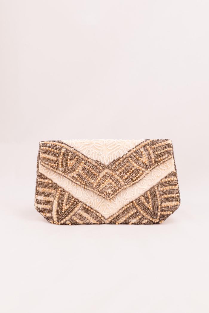 Embroidered clutch