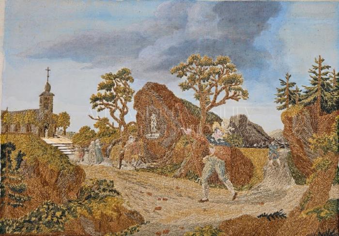 Embroidery of pilgrim scene