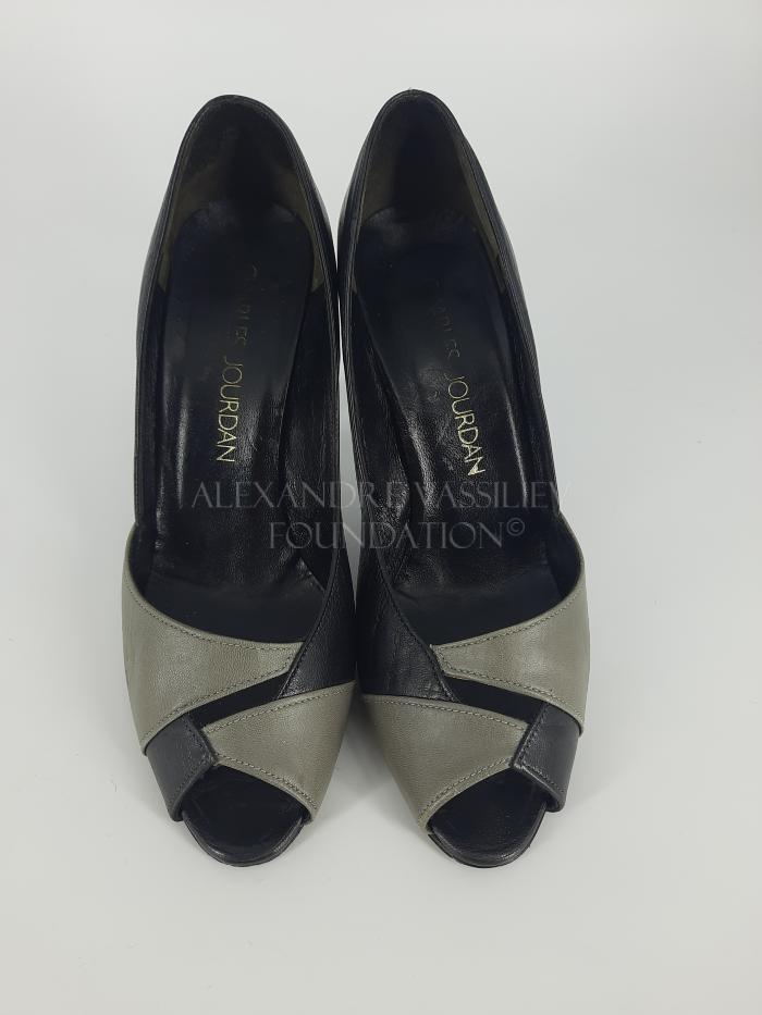 Pair of peek-a-boo toe shoes