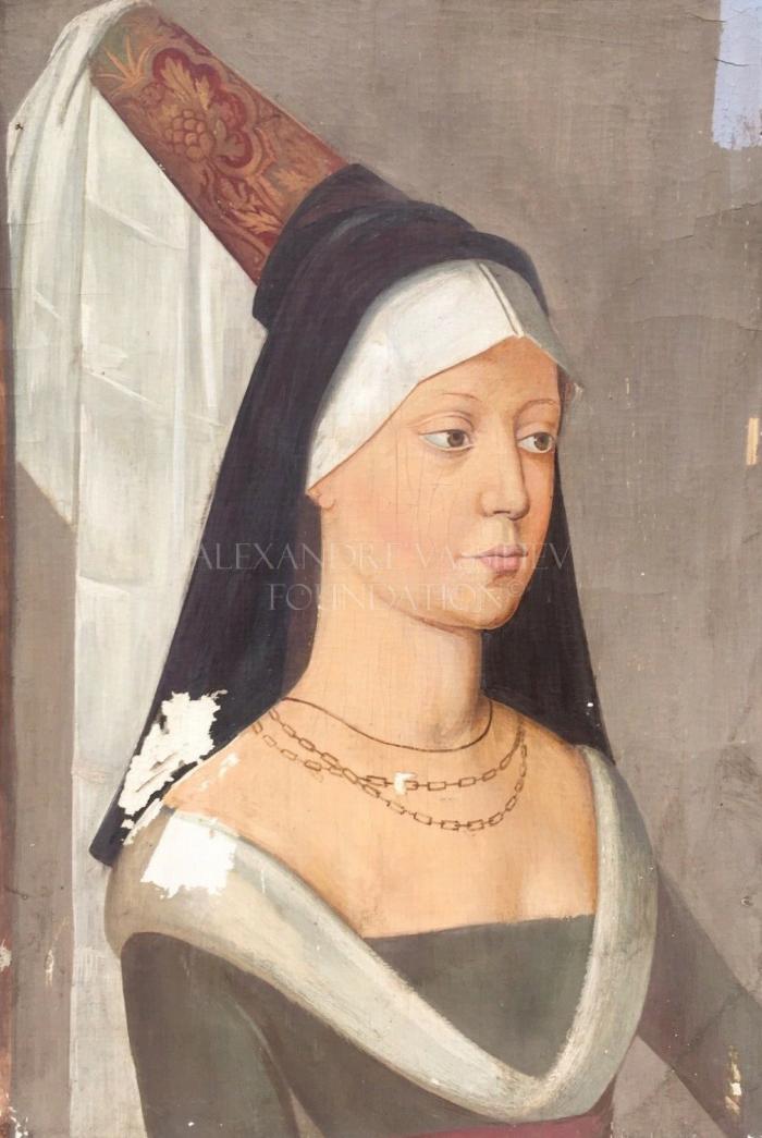 Portrait of a woman in Burgundy fashion